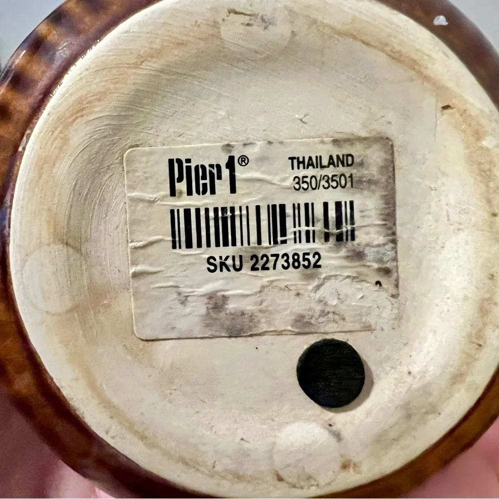MCM Style Pier 1 Imports Brown Ceramic Bud Vase Bookshelf 4.5”